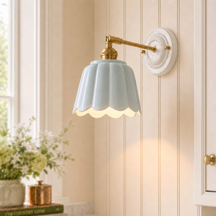 Modern Cottage Ceramic Flower Wall Sconce