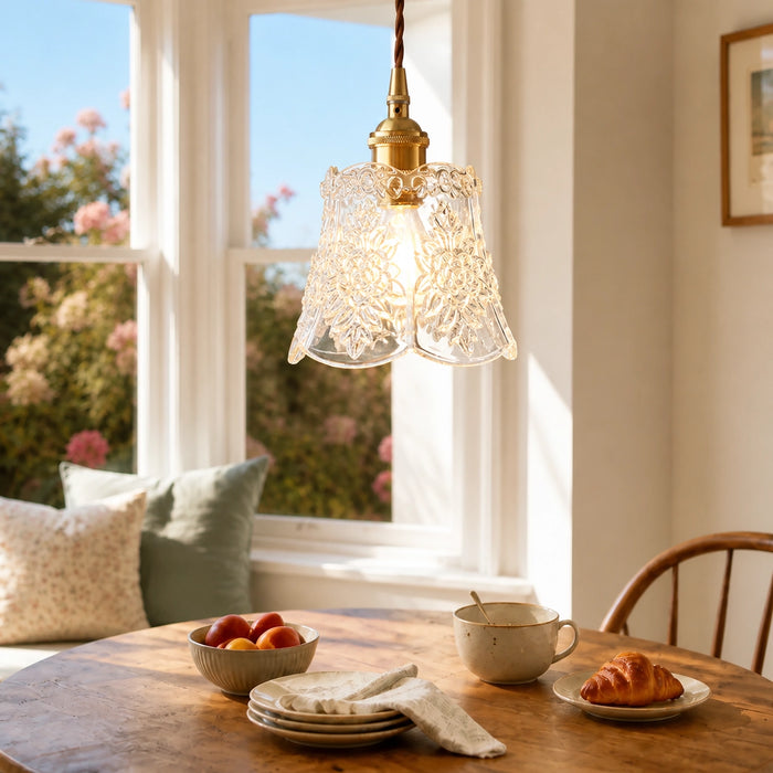 Modern Flower Glass Bell Pendant Light