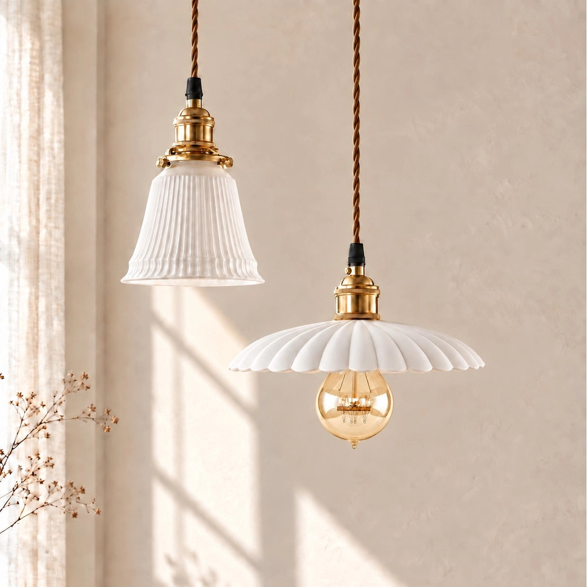 Vintage Style Ceramic Flower Pendant Light | ateasehomelife