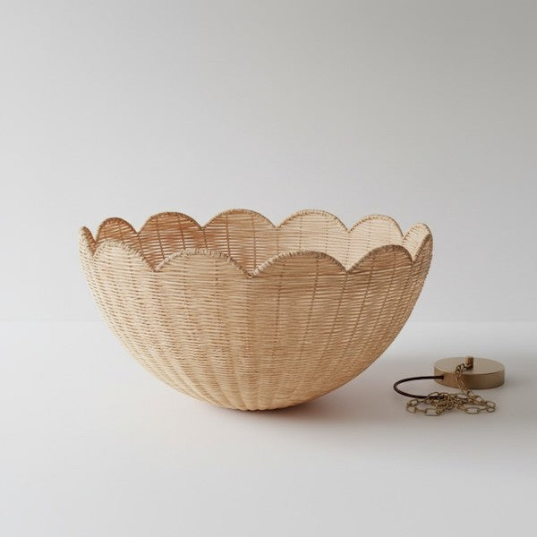 A high-quality photo of the modern metal rattan pendant light ready for installation, highlighting its craftsmanship.