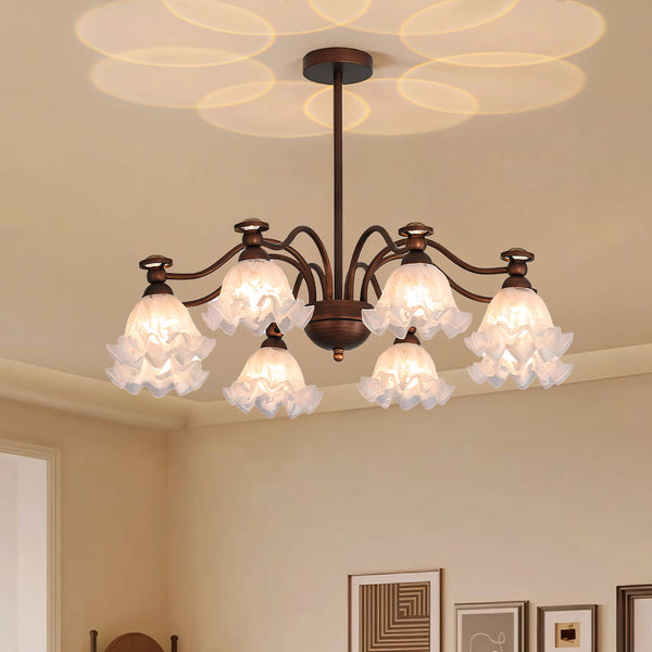 Bella Vintage White Glass Flower Chandelier