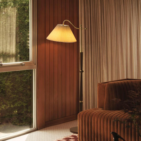 Cecilia Vintage Solid Wood Fabric Shade Floor Lamp