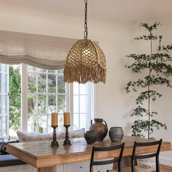 Cele Natural Rustic Rattan Basket Pendant Light