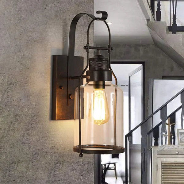 Vintage Industrial Glass Metal Wall Light