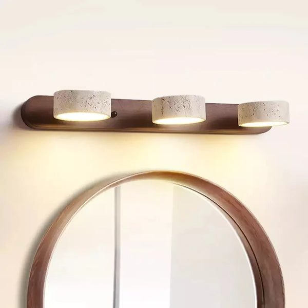 Rustic Adjustable Solid Wood Travertine Wall Sconce