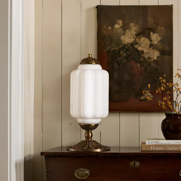 Eloise Vintage Cream Glass Table Lamp