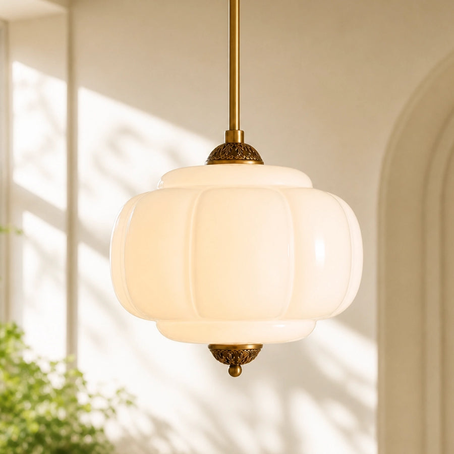 Evelyn Vintage Pumpkin Milk Glass Eloise Pendant Light
