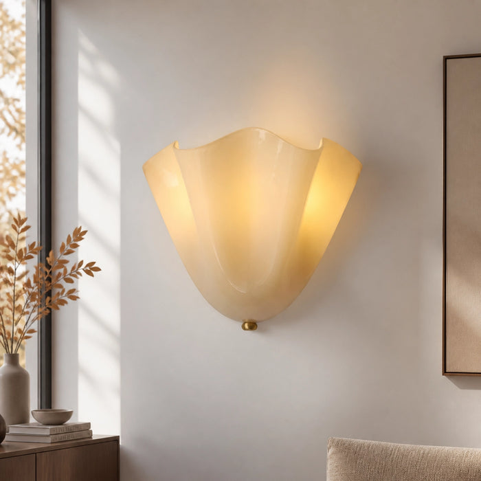 Mid-Century Art Deco-Inspired Folded Glass Wall Light