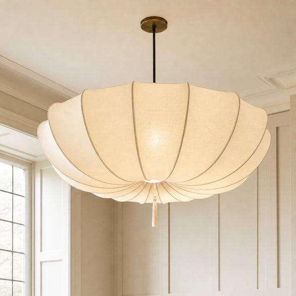 Minimalist Round Fabric Shade Pendant Light