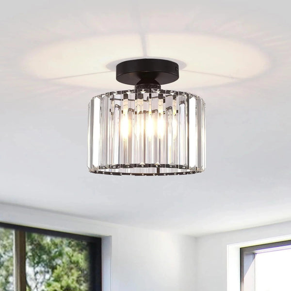 Modern Crystal Cylindrical Glass Ceiling Light