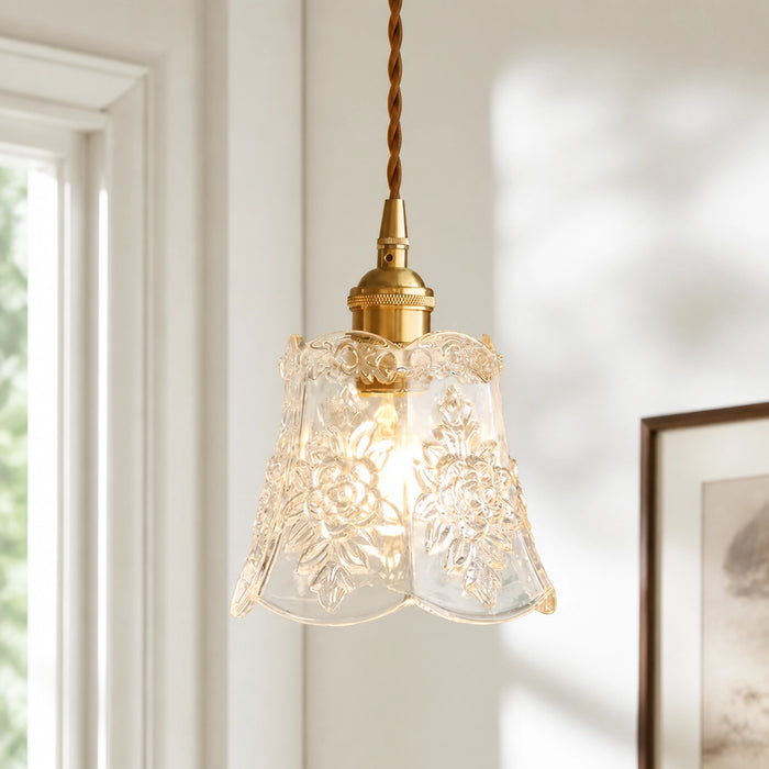 Modern Flower Glass Bell Pendant Light
