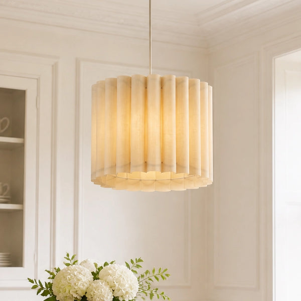 Modern Minimalist Beige Linen Shade Pendant Light