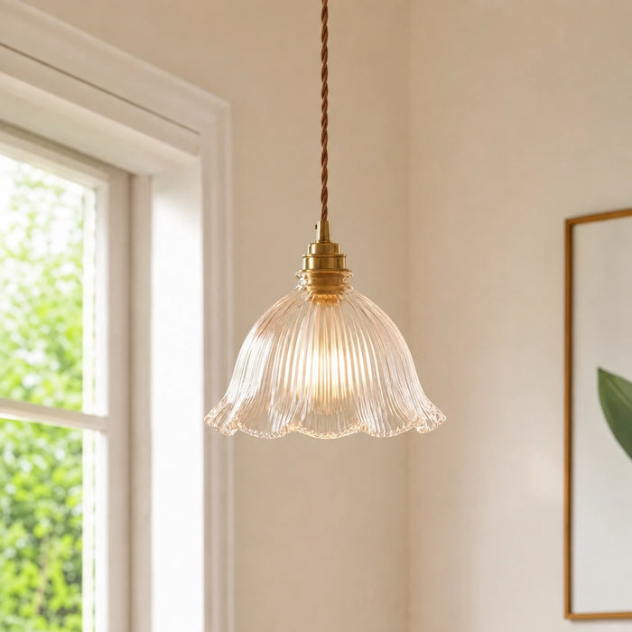Nordic Retro Flower Glass & Metal Pendant Light