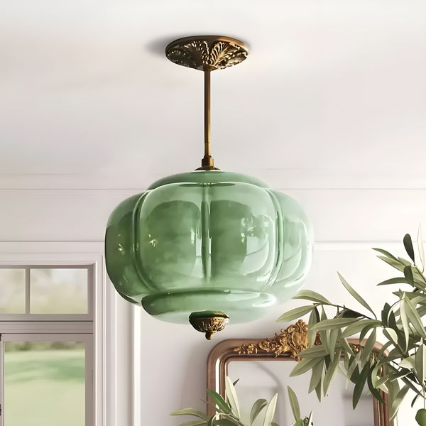 Eloise Vintage Milk Glass Semi Pendant Light