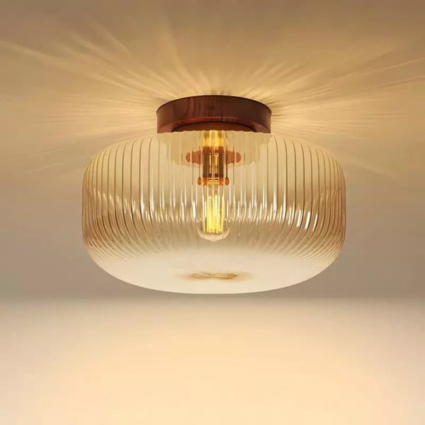 Vintage Textured Amber Glass Ceiling Light