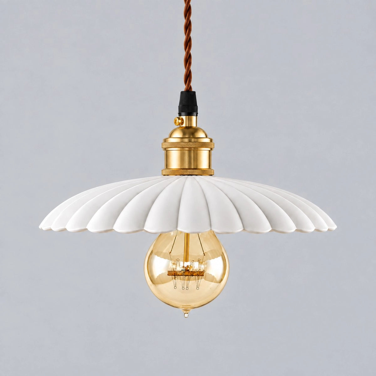 【未使用】DESIGN HOUSE Form Pendant 1952-0100 Vintage Style Ceramic Flower Pendant Light | ateasehomelife