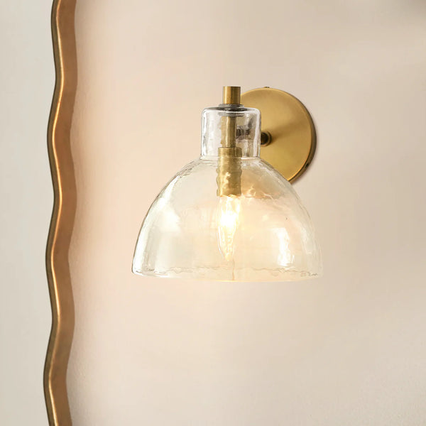 Antique Brass Glass Wall Sconce