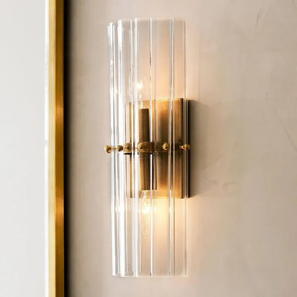 Modern Luxury Ribbed Crystal Double Wall Sconce