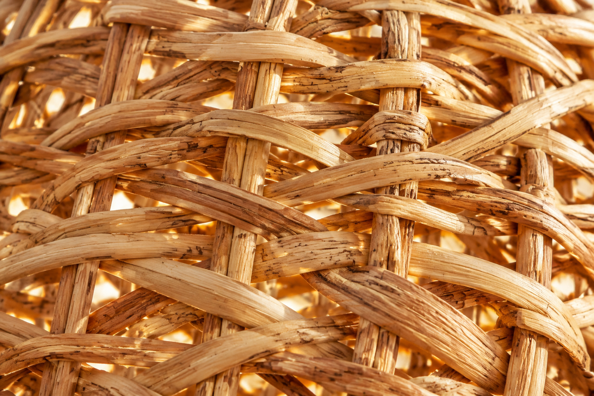 Rattan lighting in an interior setting