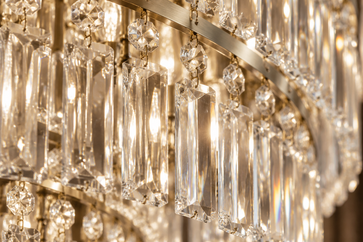 Crystal lighting in an interior setting