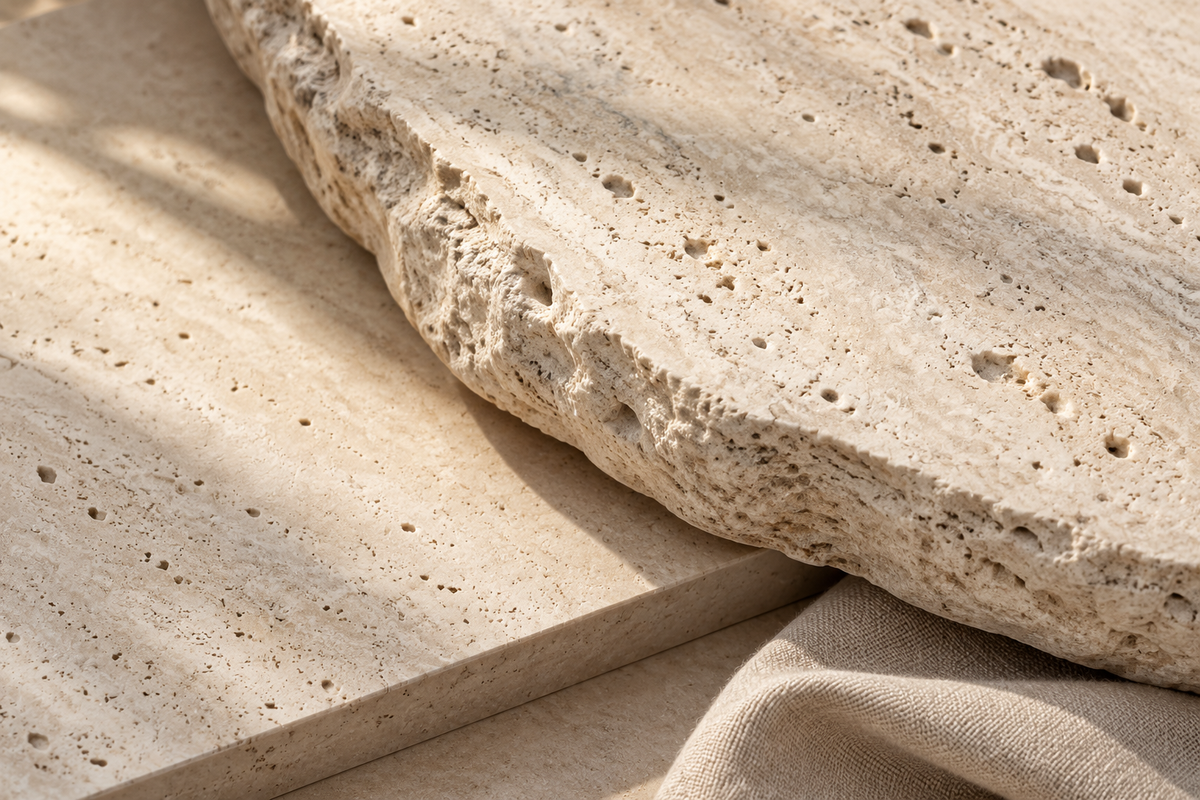 Travertine lighting in an interior setting