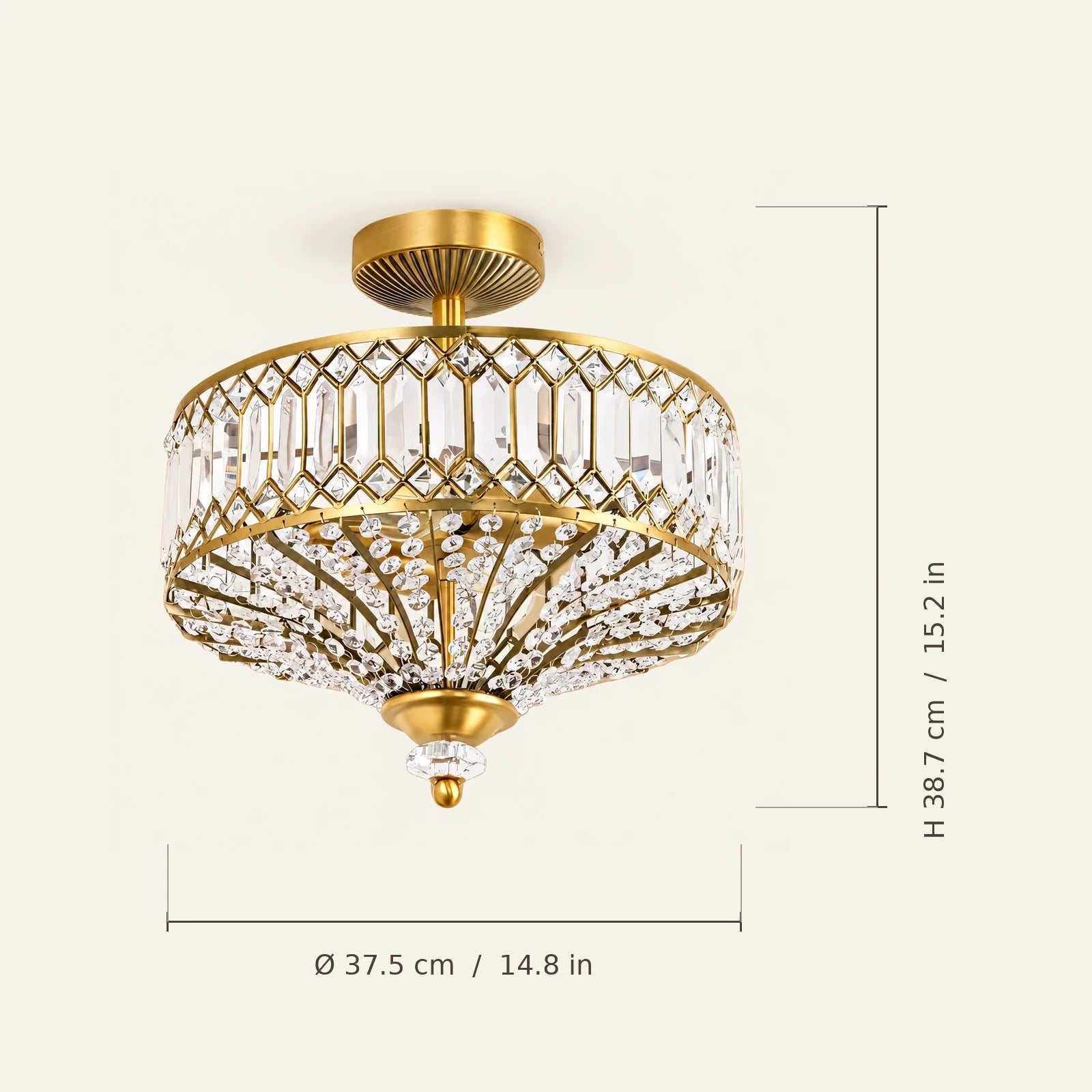 Dimensions: diameter 37.5 cm (14.8 in); height 38.7 cm (15.2 in)